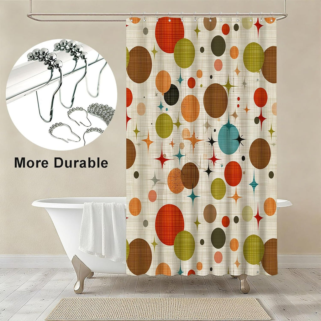 Mid Century Modern Shower Curtain Abstract Geometric Art Shower Curtains Waterproof Fabric Bath Curtain Decor with