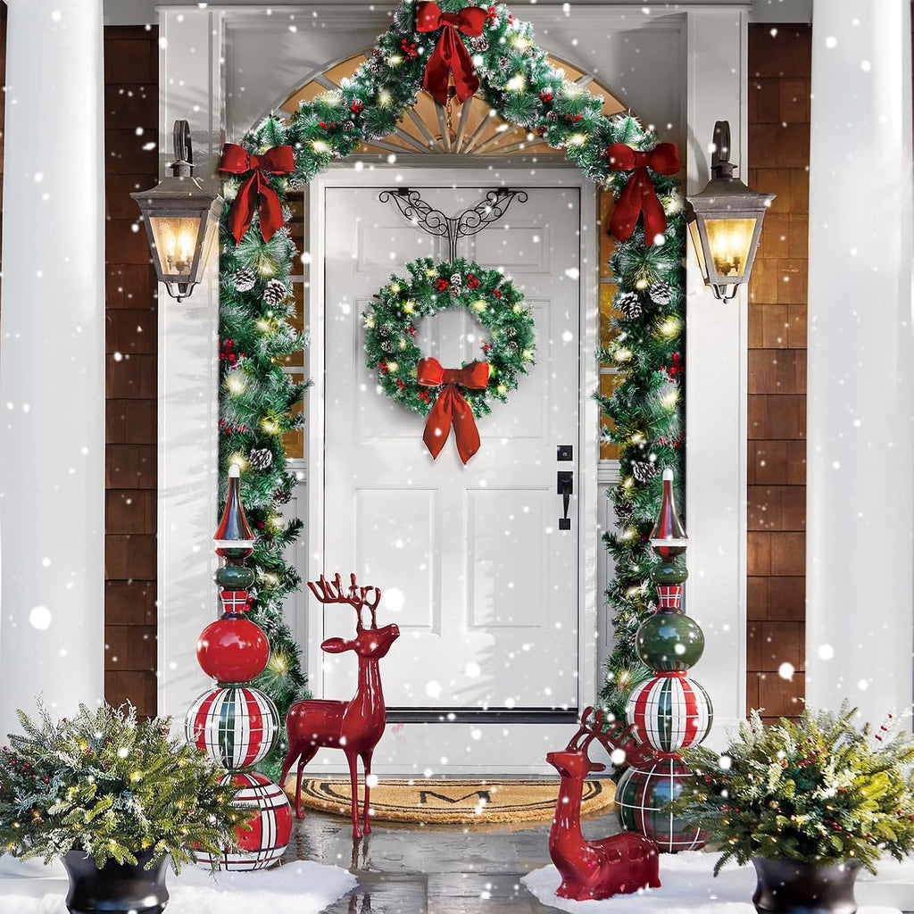 With Lights, Timer Artificial Lighted Garland Indoor for Stairs, Fireplace, 50 Lights Green Garland, Christmas