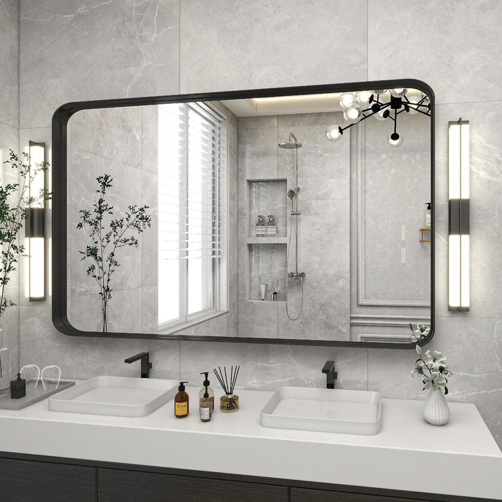 Bathroom Mirror 30"x48", Black Gorgeous Deep Frame Wall Mirror