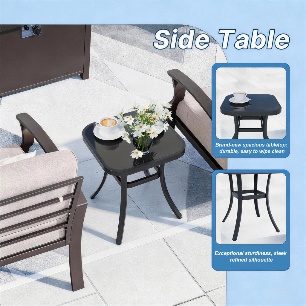 5 Pieces Patio Furniture Set, Outdoor Aluminum Swivel Gliders Rocker, Patio Bistro Set Rocking Chair with Thickened