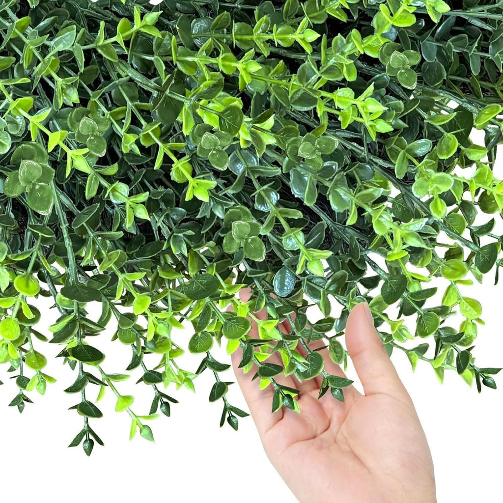 All Season Artificial Boxwood Wreath for Front Door, Farmhouse Year Round Greenery Wreath Outdoor with Hanging Tag