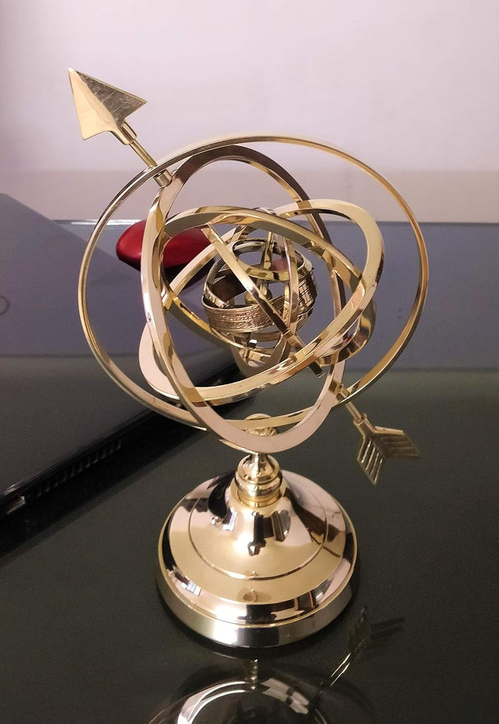 Brass 14 inches Large Armillary Sphere Globe Table Decor and Gift (Gold Finish)