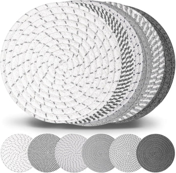 10" Trivets for Hot Dishes, Hot pots and Pans, Heat Resistant Pot Holders, Hot Pads for Countertops - Set of 6