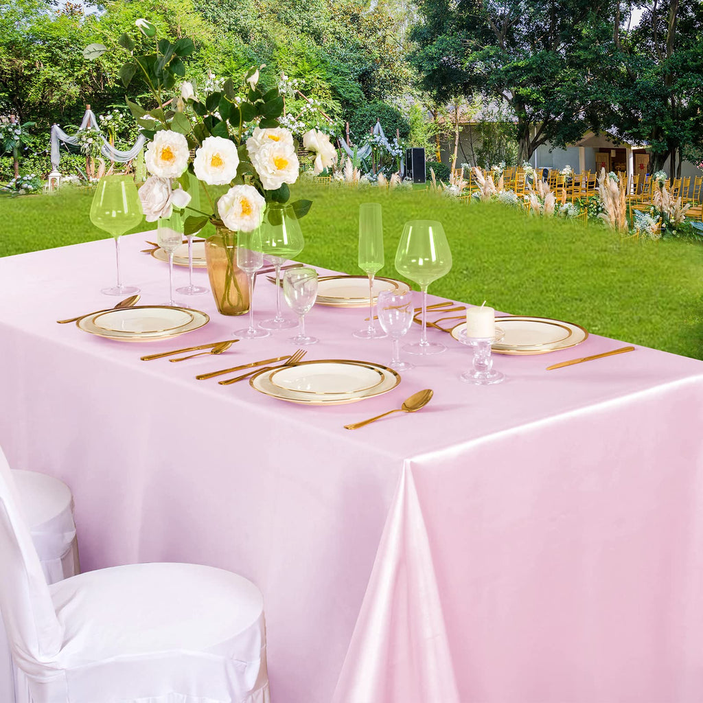 6 Pack Light Pink Satin Tablecloth 60 x 102 Inches