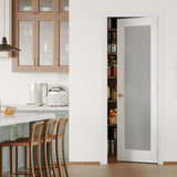 30" x 80" Pantry Door with Prehung Door Jamb, Right-Handed Interior Door, 1-Lite Frosted Glass, White MDF with