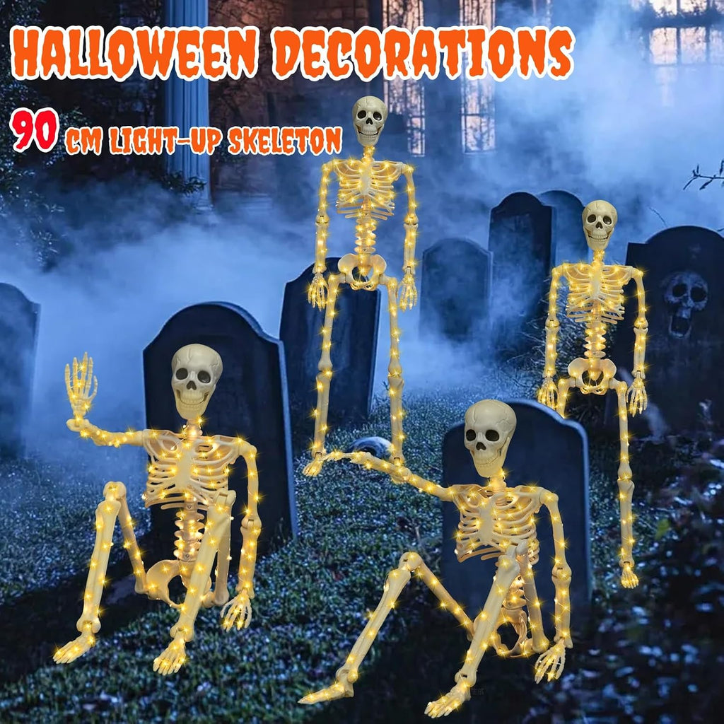 Halloween Skeleton Decor 36 Inches (with White Light) - Set of 2