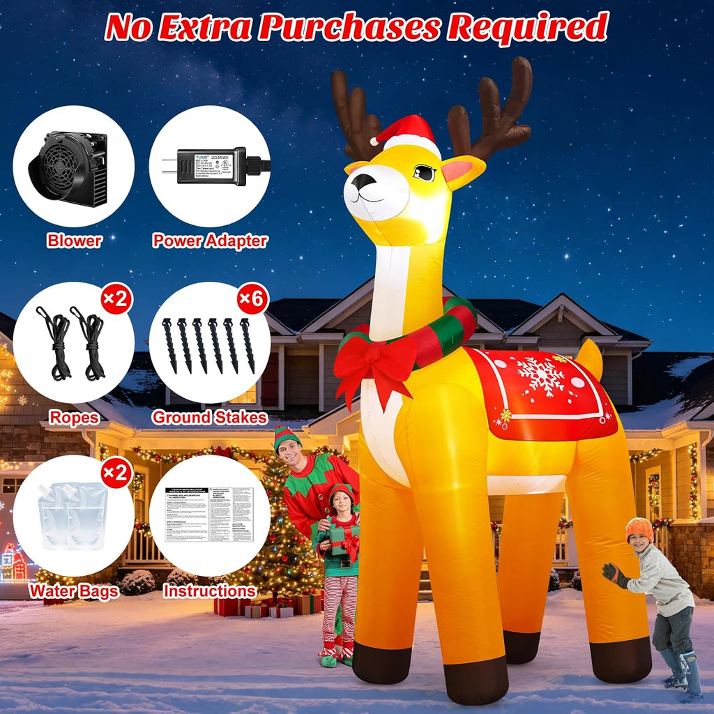 10 FT Giant Christmas Inflatables Reindeer Outdoor Decorations