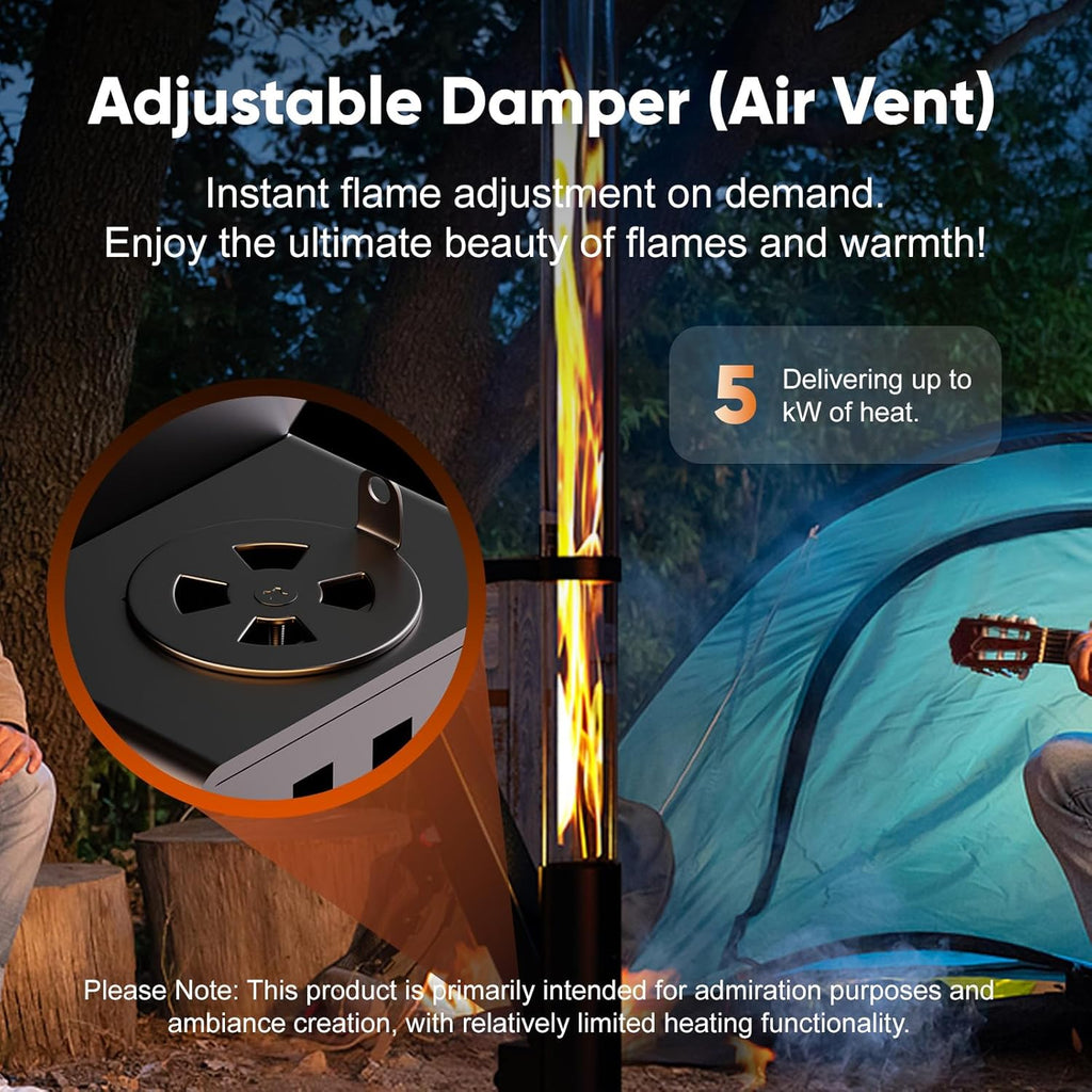 New Rocket Stove 58 Inch, Smokeless Wood Pellet Patio Heater, Wood Pellet Fire Pits for Outside, Portable Pellet Heater