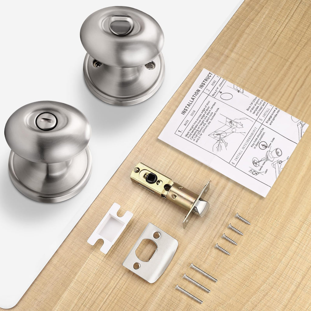 5 Pack Egg Shaped Door Knobs Brushed Nickel Privacy Door Knobs and Handles Interior Door Knobs and Handles Bedroom