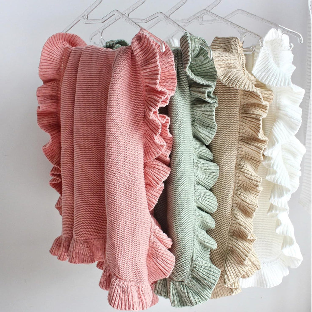 Knit Baby Blanket 40x30 for Boy & Girl Soft Swaddle Blanket (White)