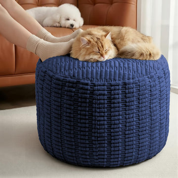 Round Pouf Ottoman Foot Rest, 20x15 In Foot Stools Ottoman