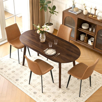 63" Oval Dining Table Set for 4 with Solid Wood Legs