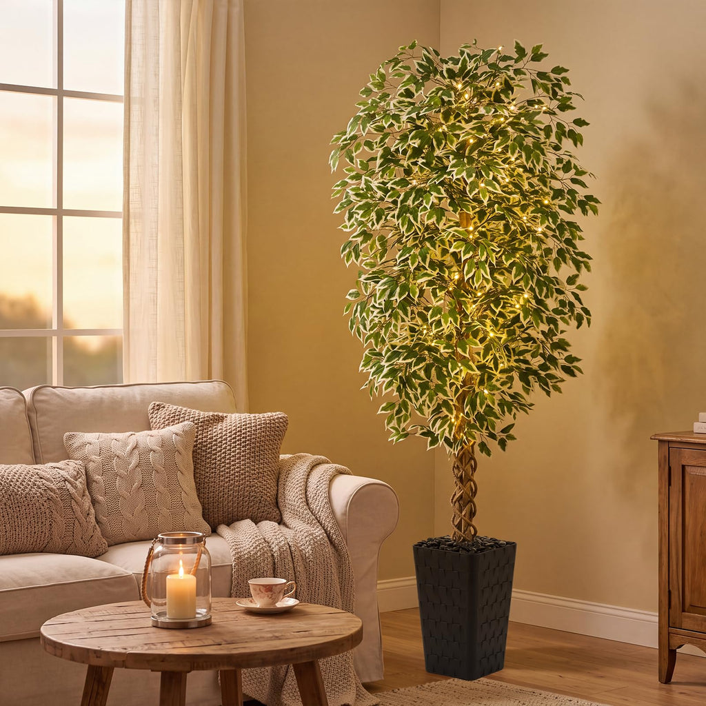Ficus Tree Artificial, 7FT Realistic Large Faux Trees Indoor