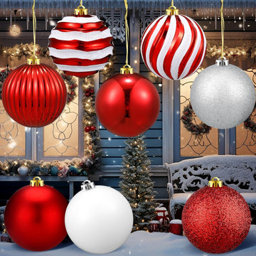 8 Pack Large Christmas Ornaments Balls, 6 Inch Jumbo Glitter, Vivid