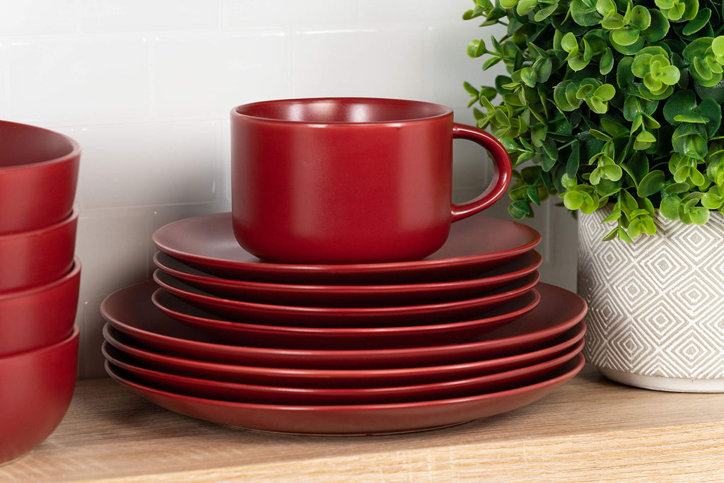 Wazee Matte Coupe Dinnerware Set, 16 pc, Red