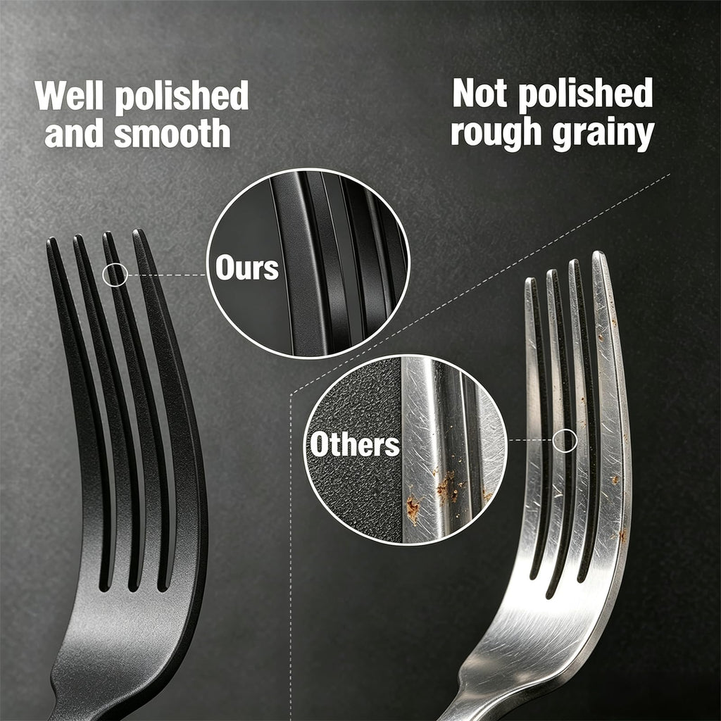 30-Piece Silverware Set, Black Hammered Flatware, Dishwasher Safe