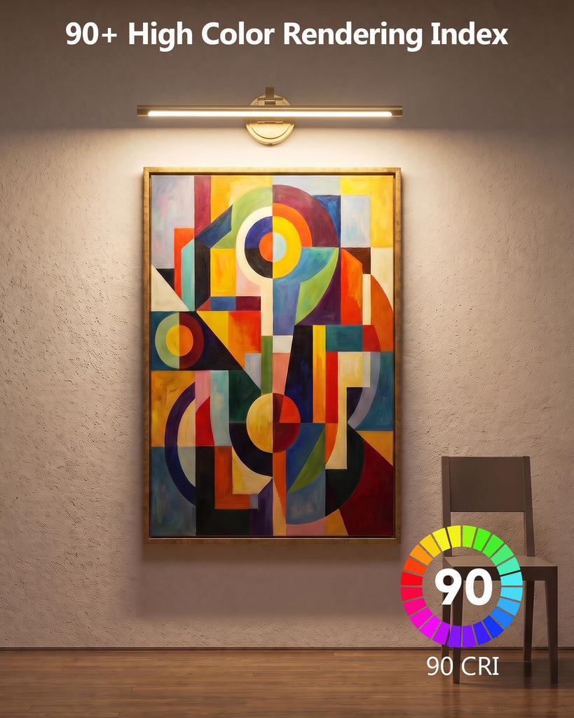 Picture Lights for Wall, 24 Inch Hardwired Picture Light, Brass Gold LED Art Lights for Wall, 3CCT Painting Light