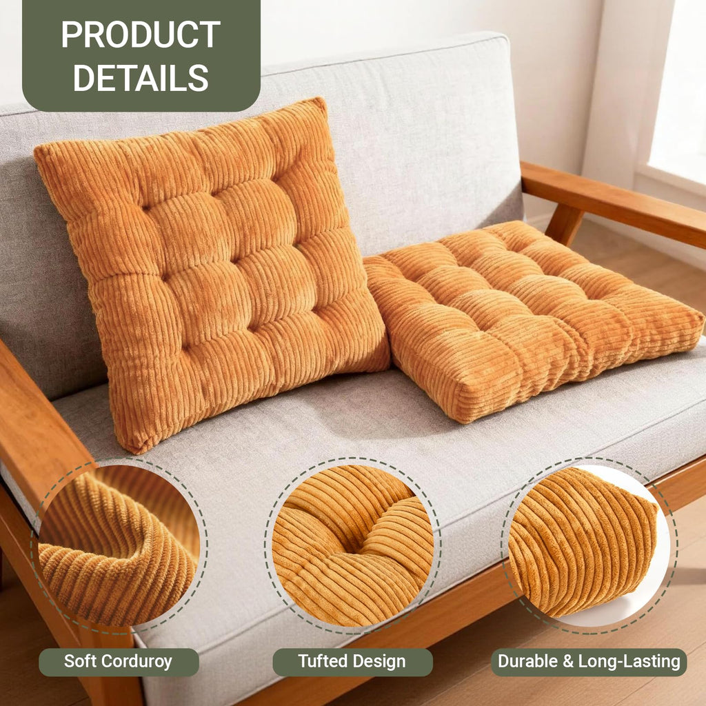 Meditation Floor Pillow Set of 2, Memory Foam Meditation Cushion for Adults Sitting, Large Square Thickened Seat