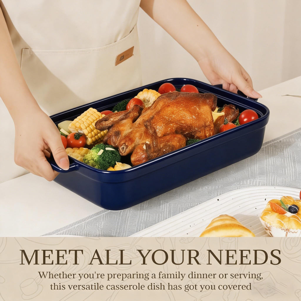 5.5 Quart Casserole Dish, Large Baking Dish Cookware, 14.7x10 Inch Deep Lasagna Pan for Oven, Ceramic Bakeware for