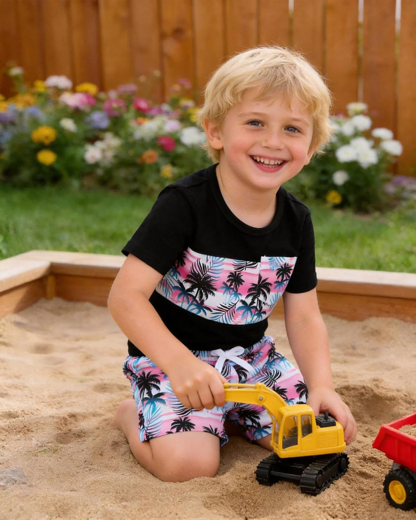 Toddler Boy Clothes Piece Summer Set - Sleeveless Tank, Short Sleeve Top and Shorts