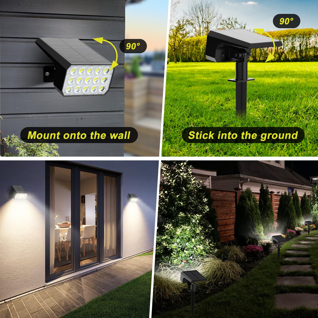 Spot Lights Outdoor, 4 Pack Outdoor Solar Lights for Yard, 4 Lighting Mode Solar Landscape Spotlights with Auto