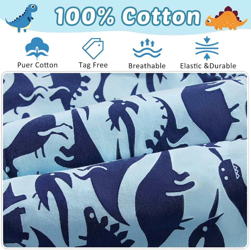 Boys Boxer Briefs, Toddler Kids Soft Cotton Underwear 4/5 Pairs Little Big Boy Dinosaur Shark Shorts Set