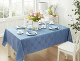 Ribbons and Bows Damask Fabric Tablecloth, Blue, 60 x 144 Inch Rectangle, Wrinkle & Stain Resistant 