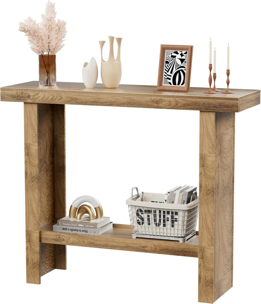 Farmhouse Wood Entryway Table Narrow Console Tables with Storage Behind The Couch Sofa, Entrance Side Table with