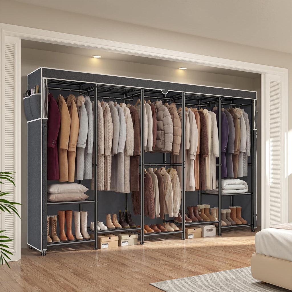 Clothes Rack with Cover 1200LBS Heavy Duty Freestanding Closet