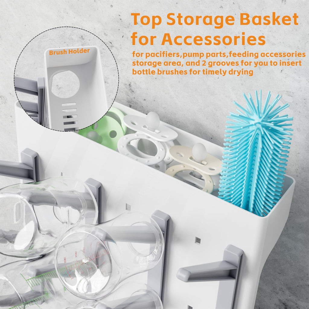 Vertical Baby Bottle Drying Rack,Space Saving Countertop Baby Drying Rack for Bottles,Large Baby Bottle Station