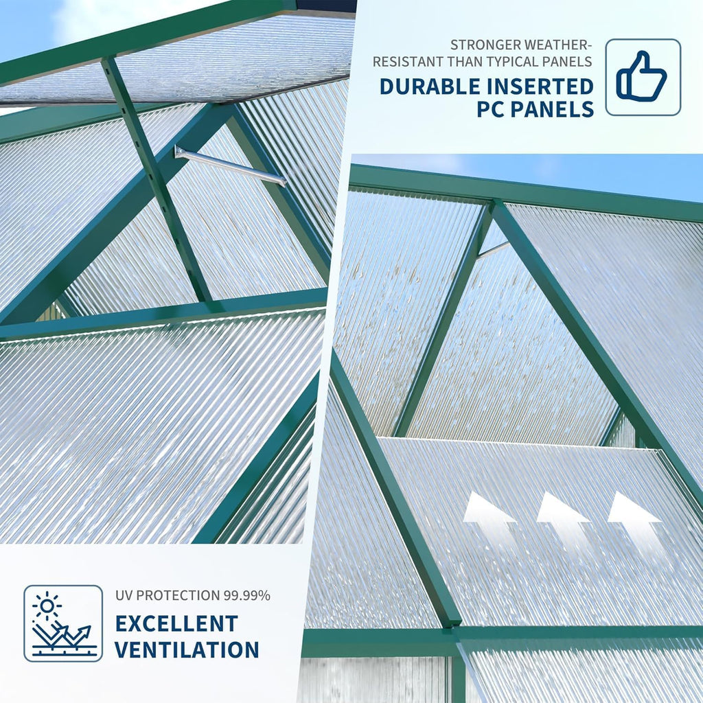 6x7 FT Polycarbonate Greenhouse Kit, Heavy Duty Outdoor Green House
