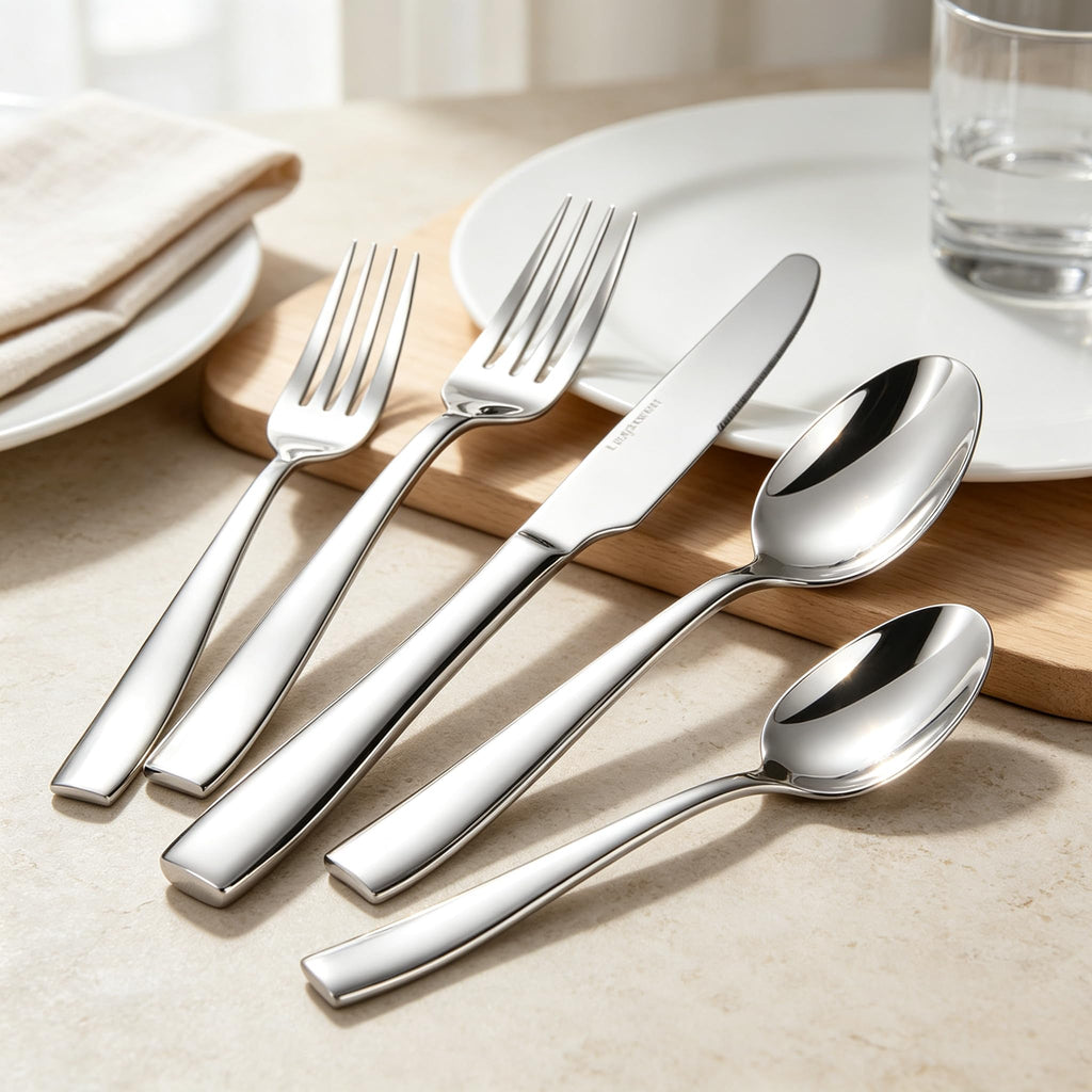 Silverware Set for 8, 40-Piece Premium Stainless Steel Flatware Set, Heavy Duty Cutlery Set with Modern Square
