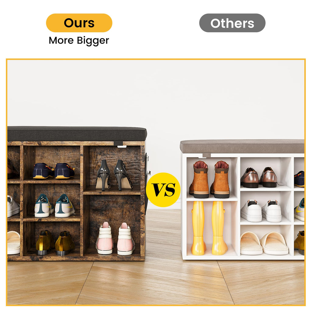 Entryway Shoe Bench for Storage with Foam Pad Seating Cushion, Shoe Rack with Adjustable Shelf Mudroom, Closet and