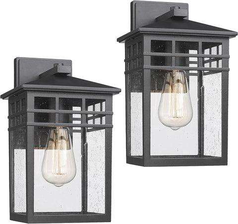 Outdoor Light Fixtures Wall Mount, Modern Farmhouse Exterior Wall Sconces with Seeded Glass for Porch