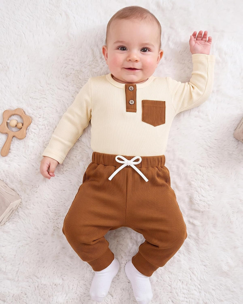 Baby Boy Clothes Two Piece Long Sleeve Top and Pants Fall Outfit Set