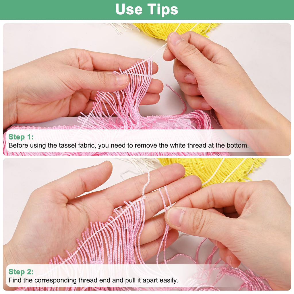 Chainette Fringe Trim, 5 Yards of 4" Polyester Braid Tassel Trim for DIY Crafts/Lamp Shade Decoration/Wedding