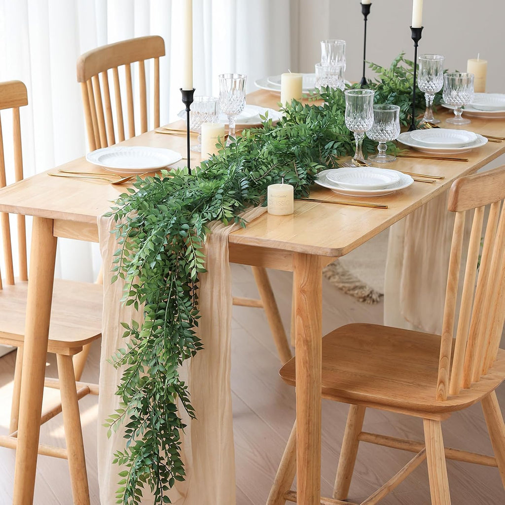 Artificial Vines Garland 6 Feet Fake Vine with Green Leaves Realistic Greenery Garland Faux Hanging Plants Greenery