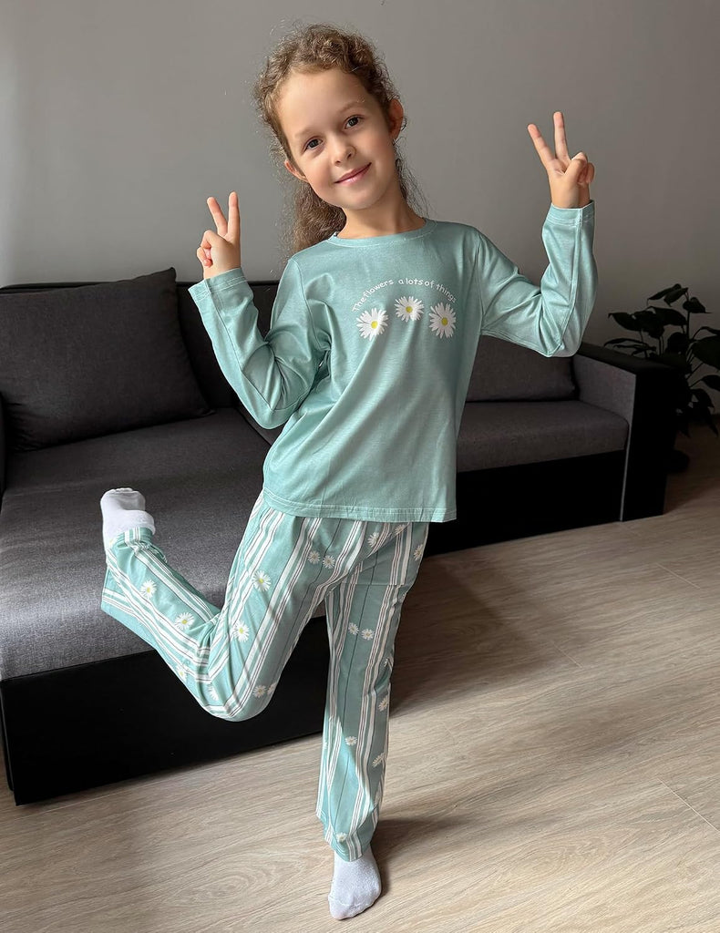 Pajamas Set for Girls Long Sleeve & Pants Pjs Soft Lounge Sets