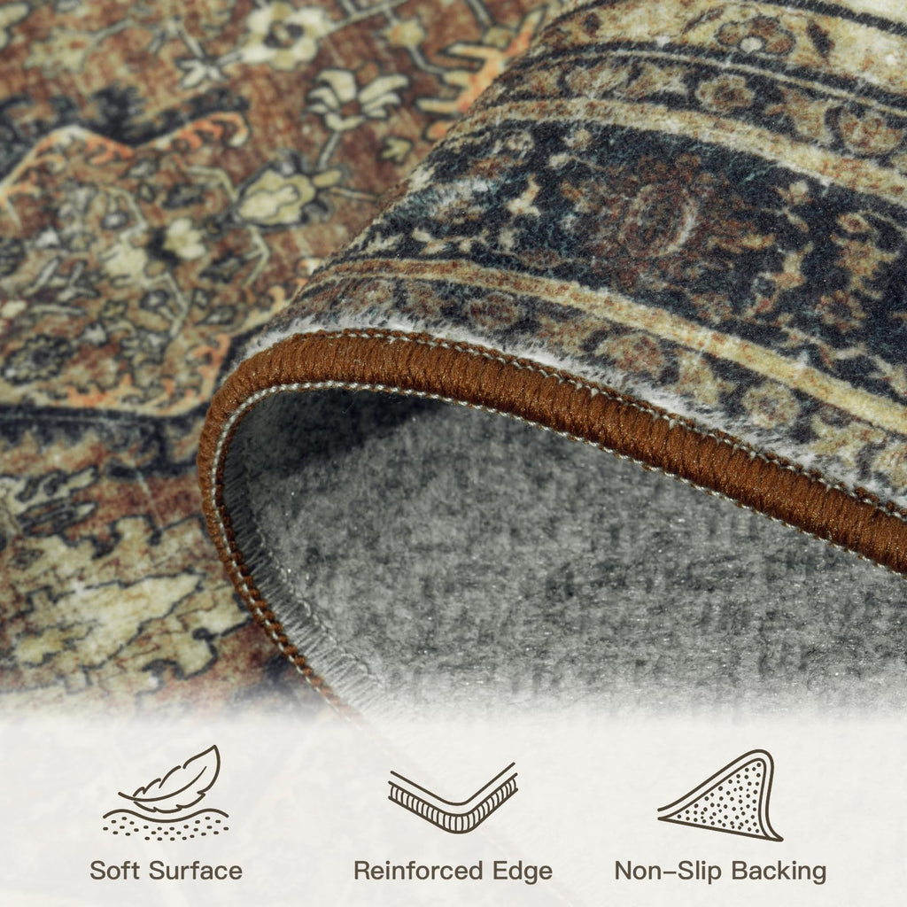 Area Rugs s, Brown Washable Non-Slip Kitchen Runner Rug