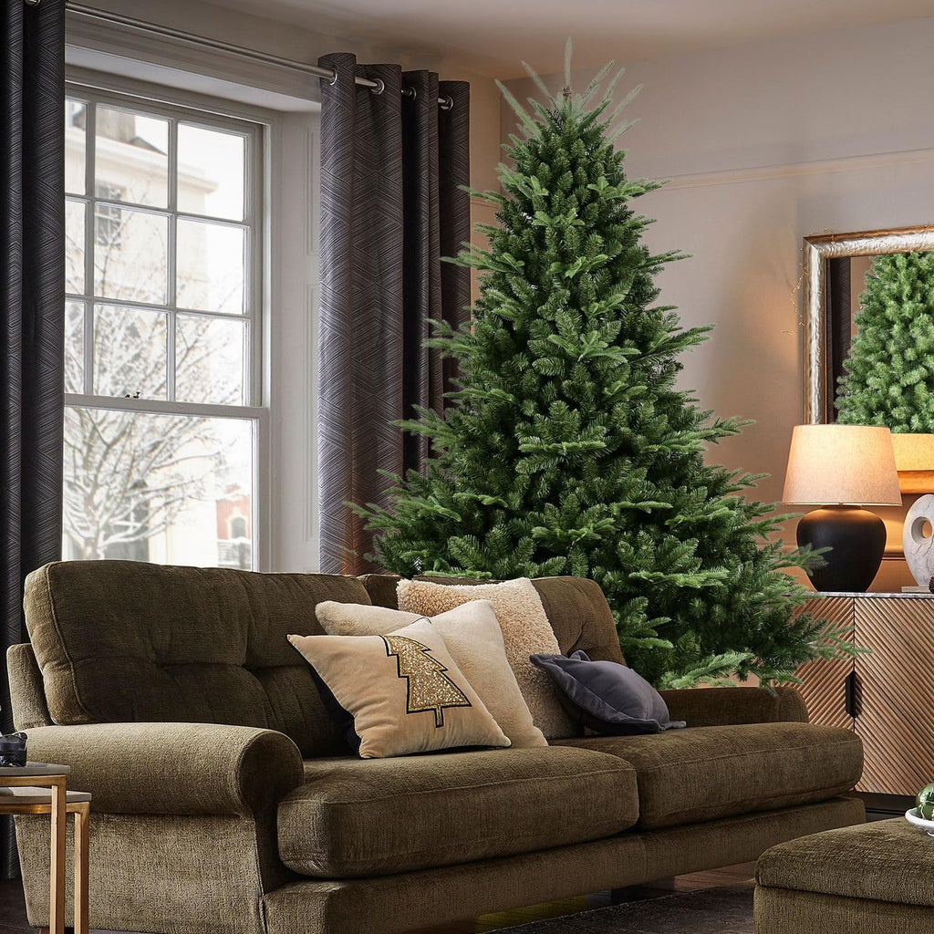 Artificial Christmas Tree, Premium Unlit Spruce Douglas Firs Christmas Tree with 2673 Branch Tips, Realistic Fake