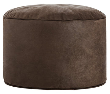 Dotcom Cuba Pouf Collection Contemporary Faux Suede Upholstered Round Pouf/Ottoman, Brown