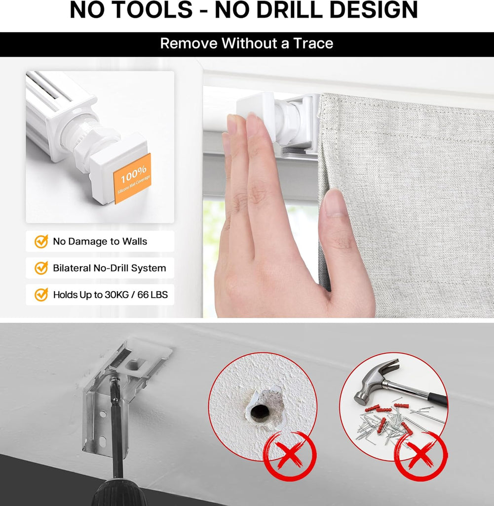 No Drill Roman Shades, Blackout, 34" W x 64" H, Natural | Cordless Blackout Window Shades with UV Protection