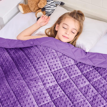 Purple Weighted Blanket 10lbs, 40"x60", Twin Size Breathable Cooling Minky Heavy Throw Blanket for 80-120lbs, Soft