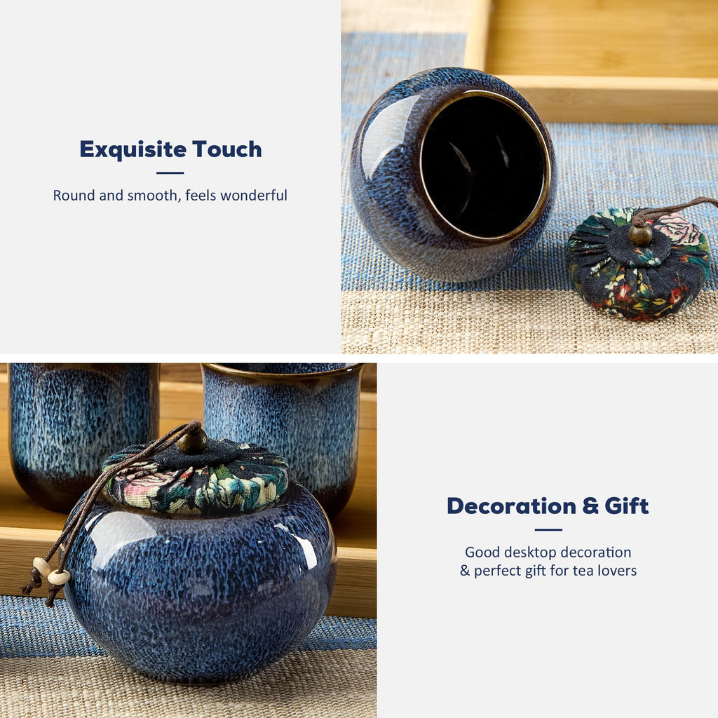 Japanese Tea Canister, Kiln Altered Glaze Ceramic Tea Container with a Sealing Lid, Storage Jar for Loose Tea, Unique