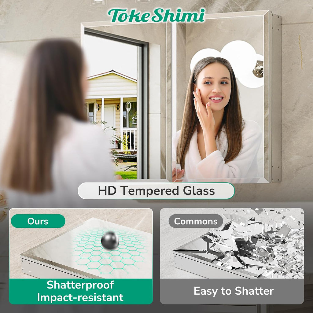 14 x 24 Medicine Cabinet with Mirror, Assembly Required, Silver Recessed Bathroom Medicine Cabinet with Tempered