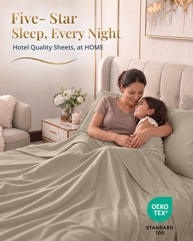 Split King Cooling Sheets 100% Egyptian Cotton Sateen - Taupe