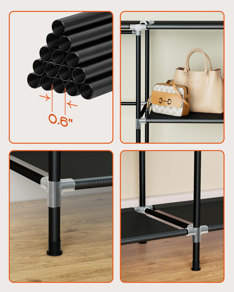 Portable Closet, 66.9 Inch Large Capacity Wardrobe Closet with Cover, Clothes Storage Organizer with Shelves and 4