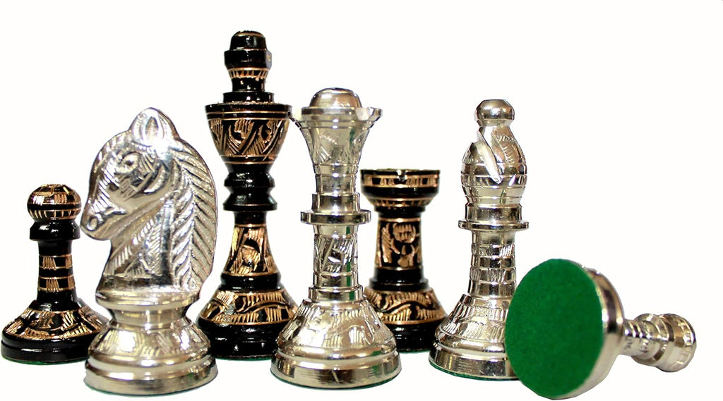 Brass Chess Board Game Set with 100% Brass Chess Pieces Chessmen Coins (12" x 12" Inches)
