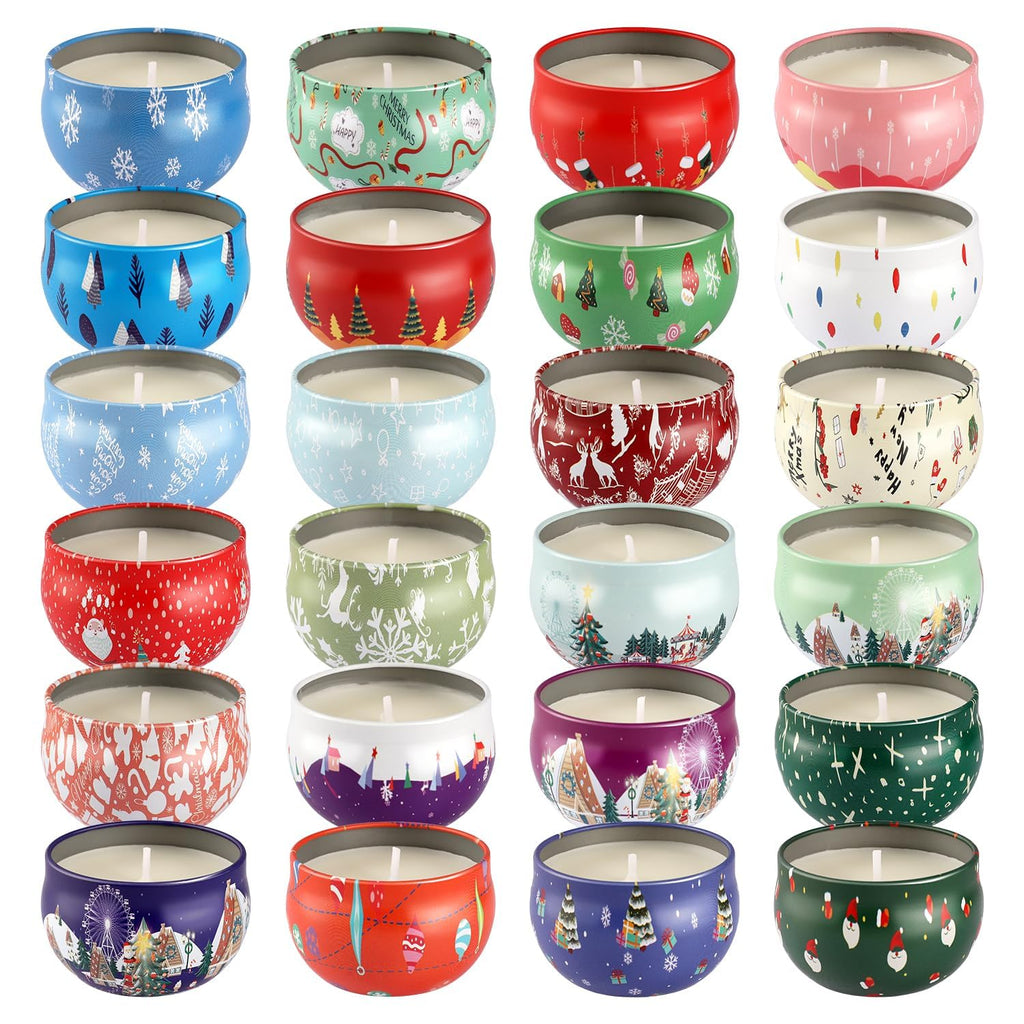 24 Pack Christmas Scented Candles, Soy Wax Gift Set