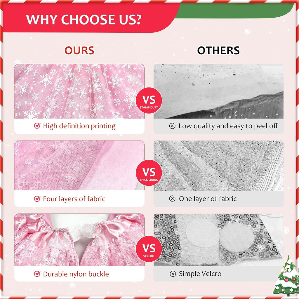 Christmas Wedding Tree Skirt, 4 Layer 47 in Snowflake Tulle Tree Decoration for Party Indoor, Fluffy Tree Cover Mat